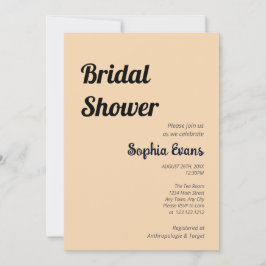 Invitación Ducha de novia minimalista y simple de arena marró