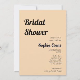 Invitación Ducha de novia minimalista y simple de arena marró