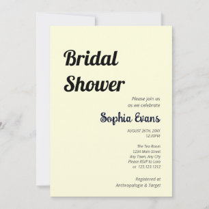 Invitación Ducha de novia minimalista y simple de color amari