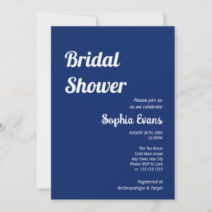 Invitación Ducha de novia minimalista y simple de zafiro oscu