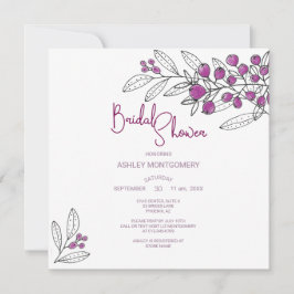 Invitación Ducha de novia Minimalistas hojas de morado morado
