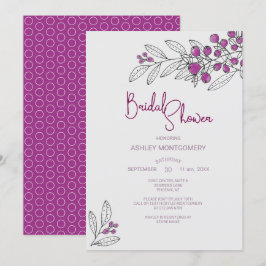 Invitación Ducha de novia Minimalistas hojas de morado morado
