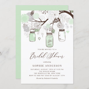 Invitación Ducha de novia Mint Green Mason Jars
