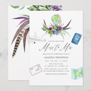 Invitación Ducha de Novia Mística Boho Suculenta Señorita a S