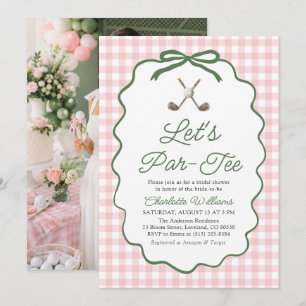 Invitación Ducha de Novia Modern Pink Green Golf Let's Par-Te