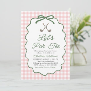 Invitación Ducha de Novia Modern Pink Verde Golf Let's Par-Te