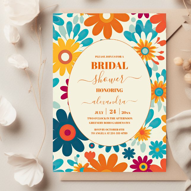 Invitación Ducha de Novia Modern Retro 70's Daisy (Subido por el creador)