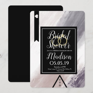 Invitación Ducha de Novia Moderna Abstracta Violeta Rubor Gri