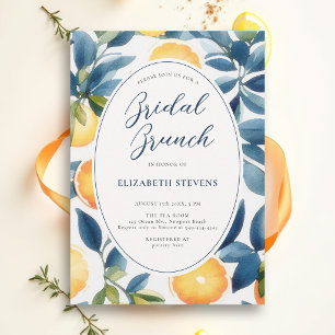 Invitación Ducha de Novia Moderna Acuarela de Cítricos Naranj