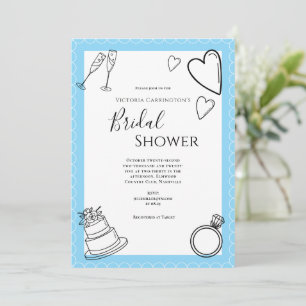 Invitación Ducha de Novia Moderna Azul