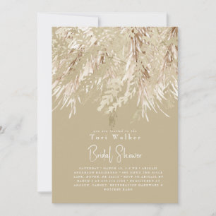 Invitación Ducha de Novia Moderna Boho Beige Pampas
