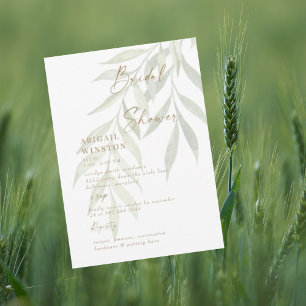 Invitación Ducha de Novia Moderna con Texto de Oro Blanco y V