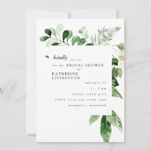 Invitación Ducha de Novia Moderna de Eucalipto Blanco