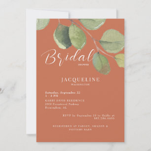 Invitación Ducha de Novia Moderna de Eucalipto Terracota