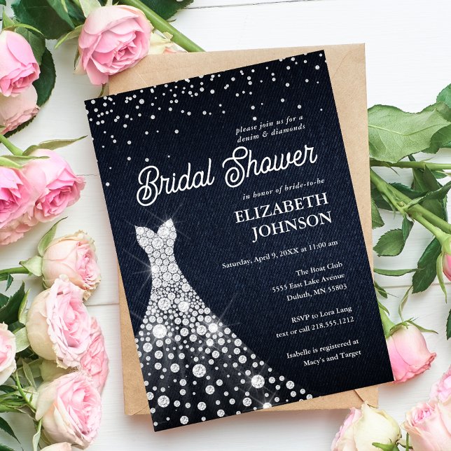 Invitación Ducha de Novia Moderna Elegante de Mezclilla y Dia (Subido por el creador)