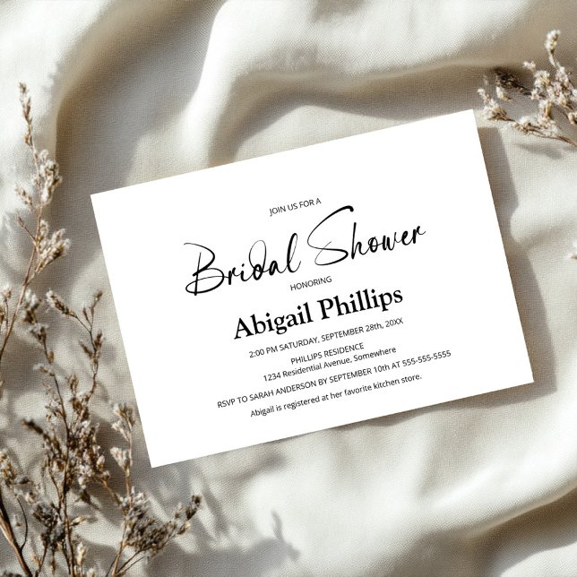 Invitación Ducha de novia moderna en blanco y negro (Subido por el creador)