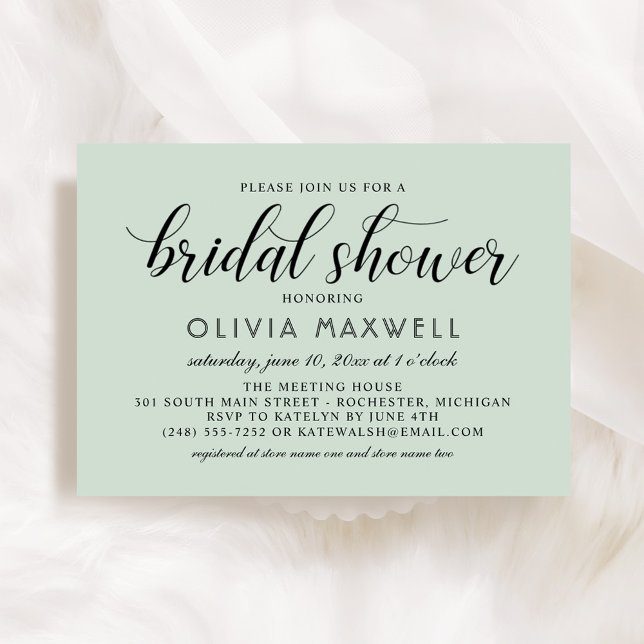 Invitación Ducha de novia moderna en la leche y el guión negr (Subido por el creador)