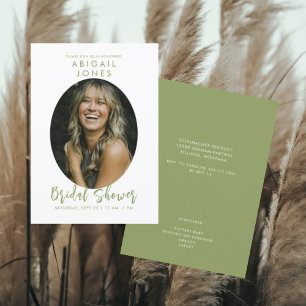 Invitación Ducha de Novia Moderna en Verde Musgo