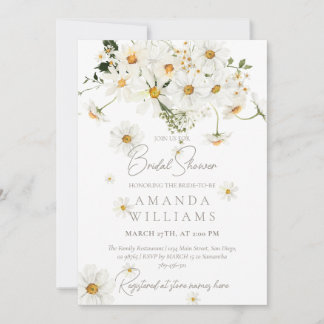 Invitación Ducha de Novia Moderna Flor Silvestre Elegante Mar