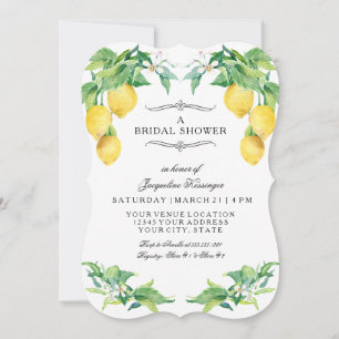 Invitación Ducha de Novia Moderna Floral de Limón Elegante