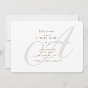 Invitación Ducha de Novia Moderna Inicial con Guión Simple