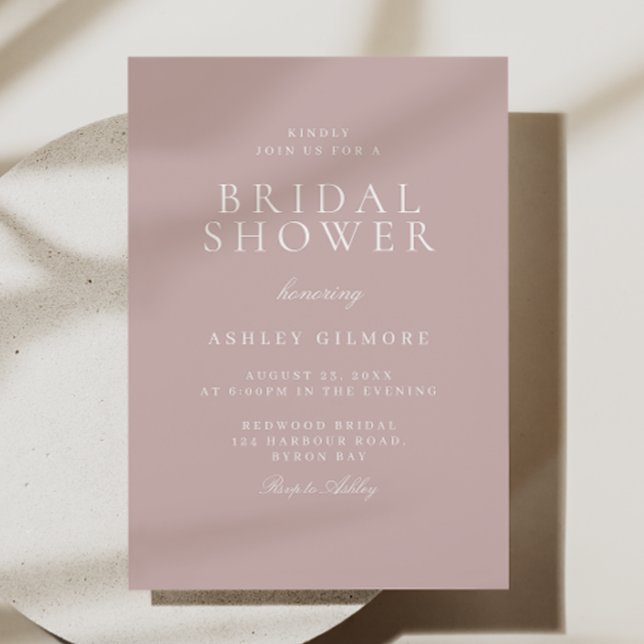 Invitación Ducha de novia moderna mínima rosa y turbia Rubor  (Subido por el creador)