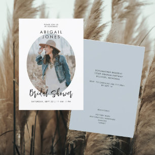 Invitación Ducha de Novia Moderna Polvorienta Azul Foto