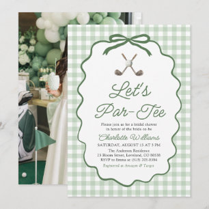 Invitación Ducha de Novia Moderna Verde Salvia Golf Let's Par