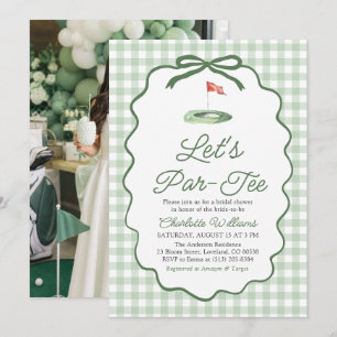 Invitación Ducha de Novia Moderna Verde Salvia Golf Let's Par