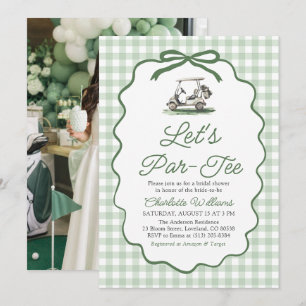 Invitación Ducha de Novia Moderna Verde Salvia Golf Let's Par