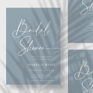 Invitación Ducha de Novia Moderna y Elegante en Azul Polvo