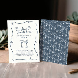 Invitación Ducha de novia moderna y elegante manuscrita azul