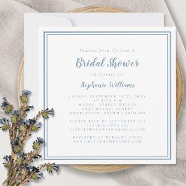 Invitación Ducha de Novia Moderno Cuadrado Elegante Azul Polv