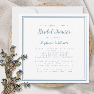 Invitación Ducha de Novia Moderno Cuadrado Elegante Azul Polv