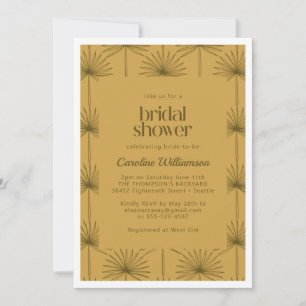 Invitación Ducha de Novia Mostaza Botánico Hoja de Palma Aban