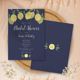 Invitación Ducha de Novia Navy Blue Limones Modernos