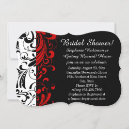 Invitación Ducha de novia negra, blanca, dorsal roja