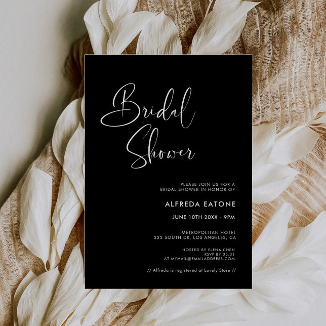 Invitación Ducha de novia negra elegante y moderna (Subido por el creador)