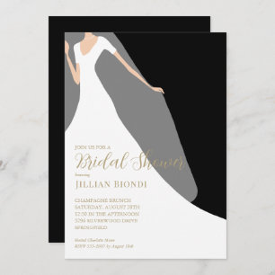 Invitación Ducha de novia negra y blanca