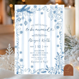 Invitación Ducha de Novia Nieve de Invierno Azul en Amor
