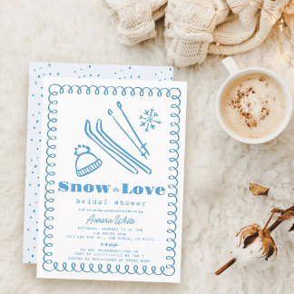 Invitación Ducha de Novia Nieve en Amor Dibujada a Mano Azul