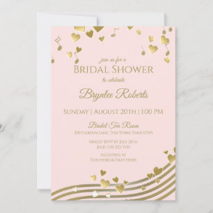 Invitación Ducha de Novia Notas de Amor Rosa y Dorado