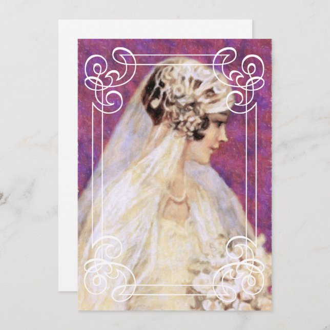 Invitación Ducha de Novia Novia Vintage con Marco (Anverso / Reverso)