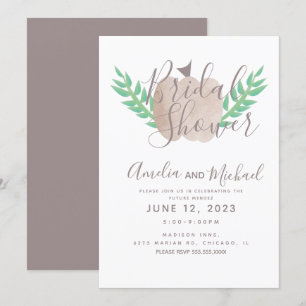 Invitación Ducha de Novia Nuetral Calabaza Marrón Beige Verdo