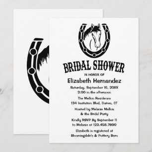 Invitación Ducha de Novia Occidental Caballo Herradura Negro 