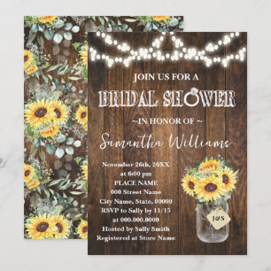 Invitación Ducha de Novia Occidental de Girasoles Boda Ducha