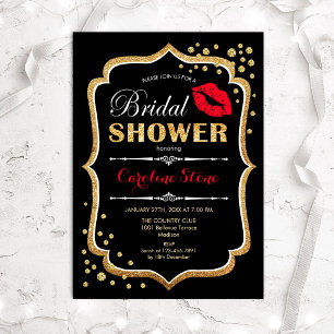 Invitación Ducha de novia - Oro rojo negro