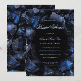 Invitación Ducha de Novia Oscuro Azul Boho Bruja Cristales Ne