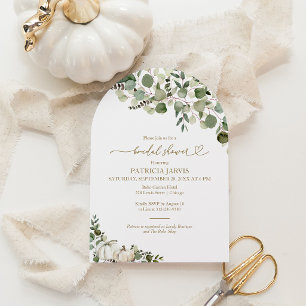 Invitación Ducha de Novia Otoñal con Calabaza Rústica y Verdo