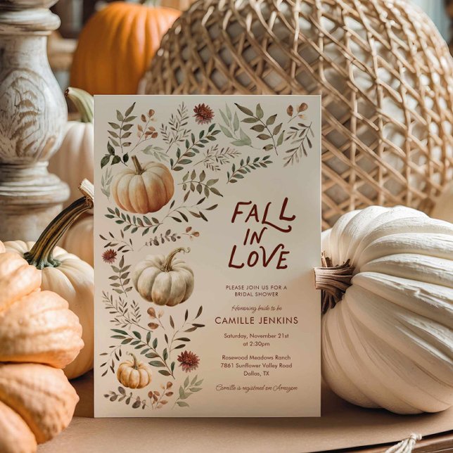 Invitación Ducha de Novia Otoñal Rústica Enamorarse (Rustic Fall in Love Bridal Shower Invitation)